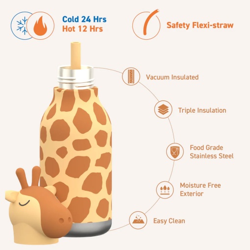 Garrafa térmica com palhinha ASOBU Bestie 460ml girafa