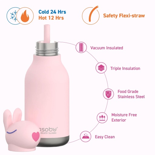Garrafa térmica com palhinha ASOBU Bestie 460ml medusa