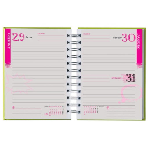 Agenda escolar diária 120x165mm 2025/26 12 meses espiral PAPIRO azul pastel