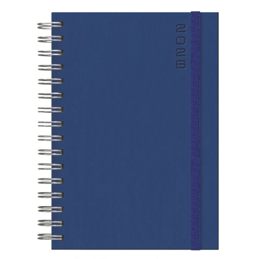 Agenda diária A5 2026 espiral PAPIRO Tucson Wire-O azul com elástico