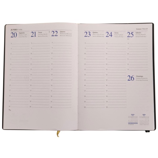 Agenda semanal 172x240mm 2026 PAPIRO Bahamas azul royal com elástico