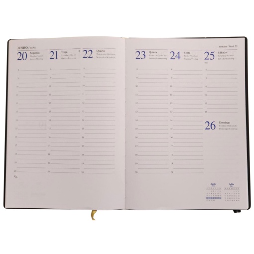 Agenda semanal 172x240mm 2026 PAPIRO Bahamas castanha com elástico