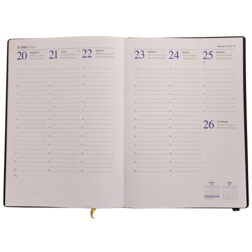 Agenda semanal 172x240mm 2026 PAPIRO Bahamas verde com elástico