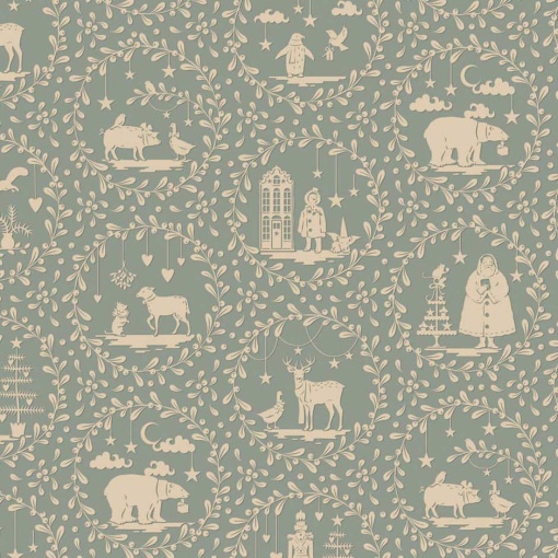 Tecido TILDA Merry Little Christmas Paperscenes duckegg 1x1,10m