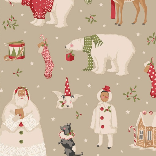 Tecido TILDA Merry Little Christmas Winterfriends clay 1x1,10m