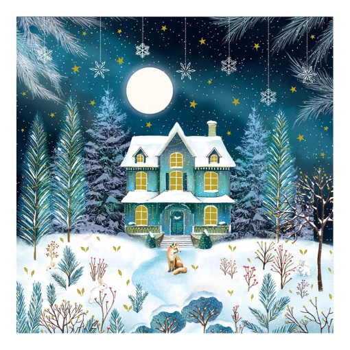 Postal PICTURA arabescos Natal - casa na floresta