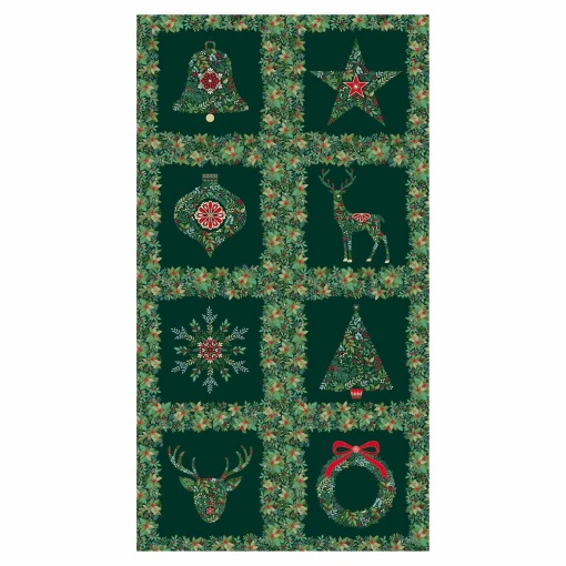 Tecido MAKOWER Christmas Good Tidings Squares green 1x1,12m