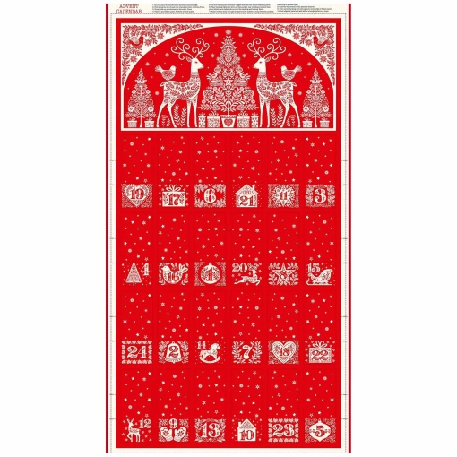 Tecido MAKOWER Christmas Scandi calendário do advento aproximadamente 60x110cm