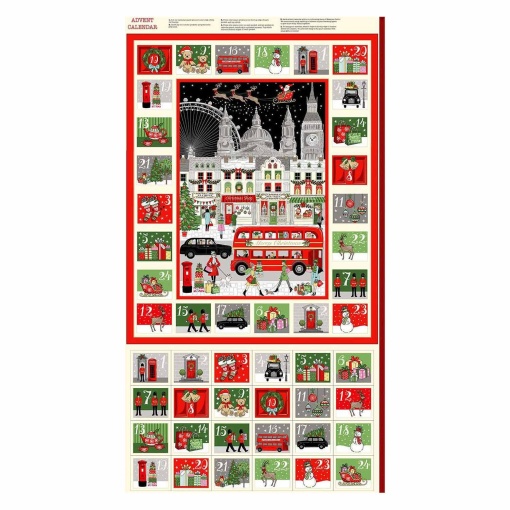 Tecido MAKOWER Santa London calendário do advento aproximadamente 60x110cm 2369/1