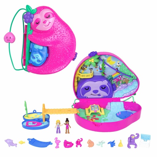 POLLY POCKET família de preguiças bolsa compacta 2 em 1 Mattel HRD40