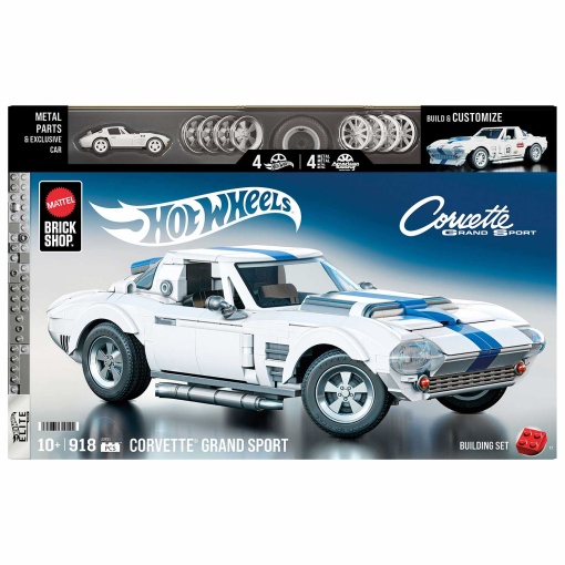 HOT WHEELS Elite Series Brick Shop Corvette Grand Sport 918 peças Mattel JGR31