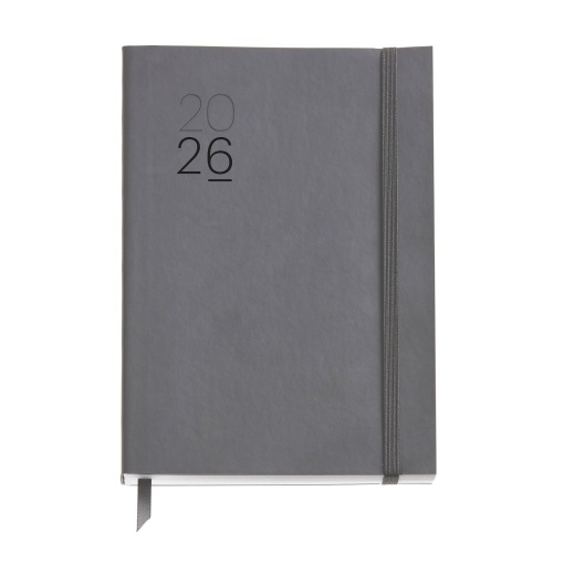 Agenda diária A5 2026 MIQUELRIUS Plus Luxor cinza com elástico