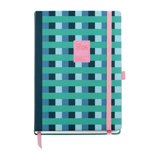Agenda diária A5 2026 MIQUELRIUS Plus Gráfica Color Block com elástico