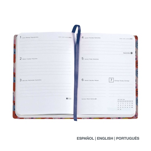 Agenda semanal 122x168mm 2026 MIQUELRIUS Journal Gráfica Houses com elástico