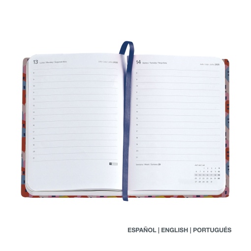 Agenda diária 122x168mm 2025 MIQUELRIUS Journal Gráfica Houses com elástico