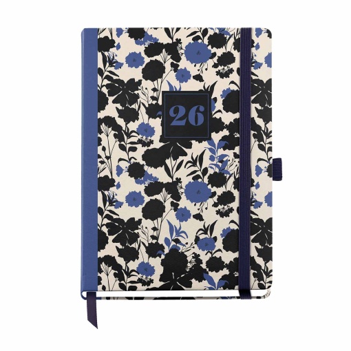 Agenda semanal 122x168mm 2026 MIQUELRIUS Journal Natura Black&Blue com elástico