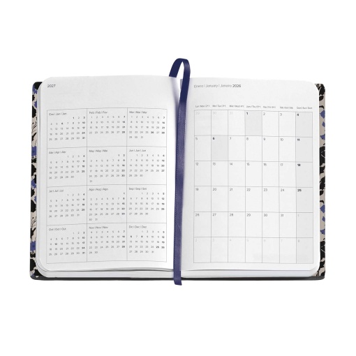 Agenda semanal 122x168mm 2026 MIQUELRIUS Journal Natura Black&Blue com elástico