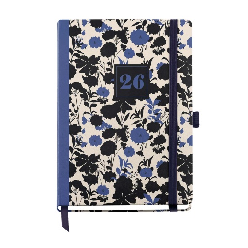 Agenda diária 122x168mm 2026 MIQUELRIUS Journal Natura Black&Blue com elástico