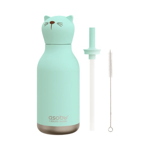 Garrafa térmica com palhinha ASOBU Bestie 460ml gato