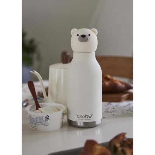 Garrafa térmica com palhinha ASOBU Bestie 460ml urso polar
