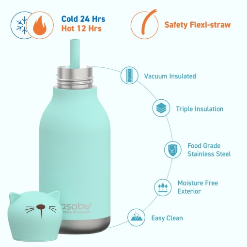 Garrafa térmica com palhinha ASOBU Bestie 460ml elefante