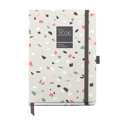 Agenda diária 122x168mm 2026 MIQUELRIUS Journal Gráfica Terrazo com elástico