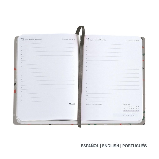 Agenda diária 122x168mm 2026 MIQUELRIUS Journal Gráfica Terrazo com elástico