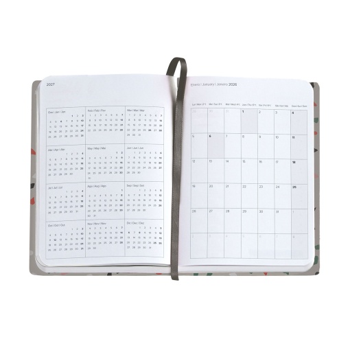 Agenda diária 122x168mm 2026 MIQUELRIUS Journal Gráfica Terrazo com elástico