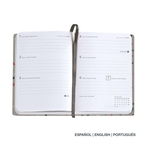Agenda semanal 122x168mm 2026 MIQUELRIUS Journal Gráfica Terrazo com elástico