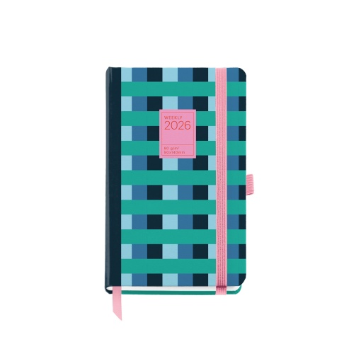 Agenda semanal A6 2026 MIQUELRIUS Passport Gráfica Color Block com elástico