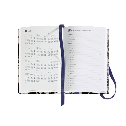 Agenda diária A6 2026 MIQUELRIUS Passport Natura Black&Blue com elástico