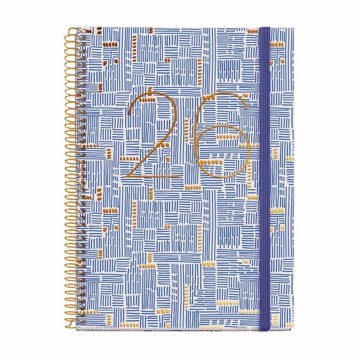 Agenda semanal A5 2026 espiral MIQUELRIUS Plus Gráfica Trazos com elástico