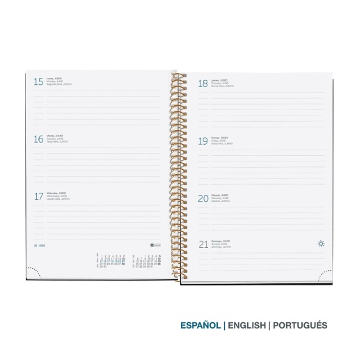Agenda semanal A5 2026 espiral MIQUELRIUS Plus Gráfica Trazos com elástico