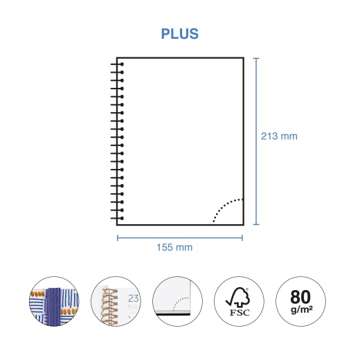 Agenda semanal A5 2026 espiral MIQUELRIUS Plus Gráfica Trazos com elástico
