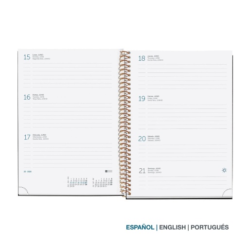 Agenda semanal A5 2026 espiral MIQUELRIUS Plus Gráfica Confeti com elástico