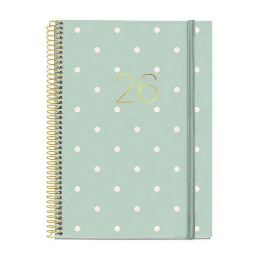 Agenda semanal A5 2026 espiral MIQUELRIUS Plus Gráfica Polka Dots com elástico