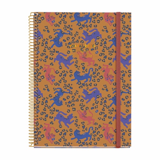 Agenda semanal A5 2026 espiral MIQUELRIUS Plus Natura Leopard com elástico