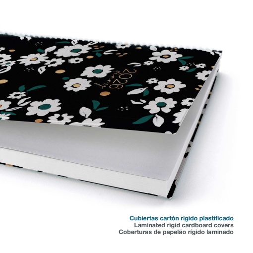 Agenda diária A5 2026 espiral MIQUELRIUS Plus Natura Noir Garden com elástico