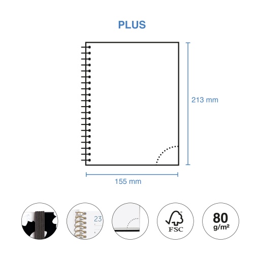 Agenda diária A5 2026 espiral MIQUELRIUS Plus Natura Noir Garden com elástico