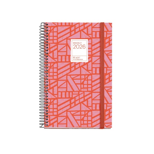 Agenda semanal 117x182mm 2026 espiral MIQUELRIUS Activa Gráfica Baden com elástico