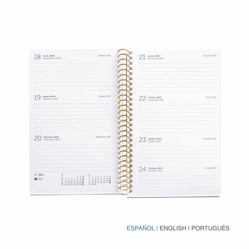 Agenda semanal 117x182mm 2026 espiral MIQUELRIUS Activa Natura Leopard com elástico