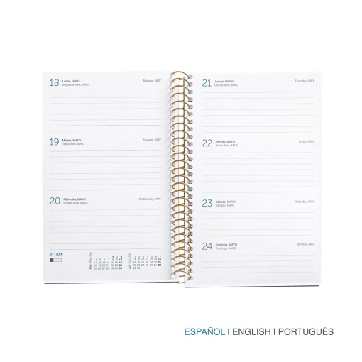 Agenda semanal 117x182mm 2026 espiral MIQUELRIUS Activa Natura Noir Garden com elástico
