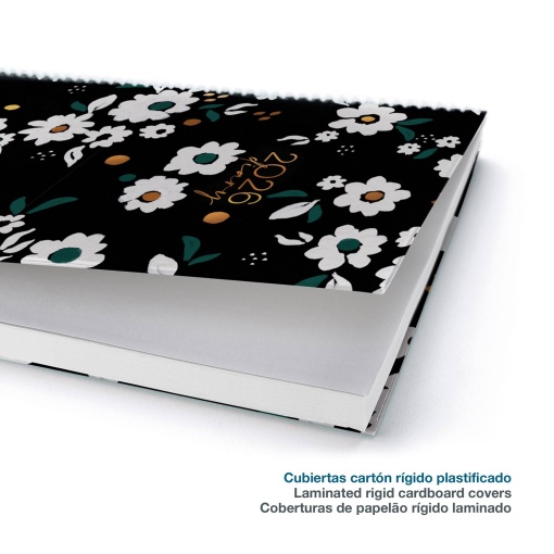 Agenda semanal 117x182mm 2026 espiral MIQUELRIUS Activa Natura Noir Garden com elástico