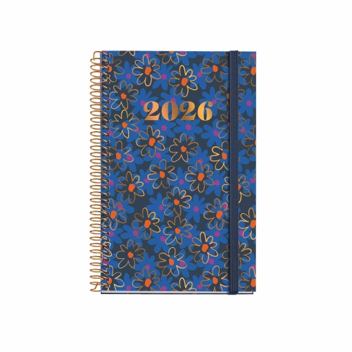 Agenda semanal 117x182mm 2026 espiral MIQUELRIUS Activa Natura Daisies com elástico