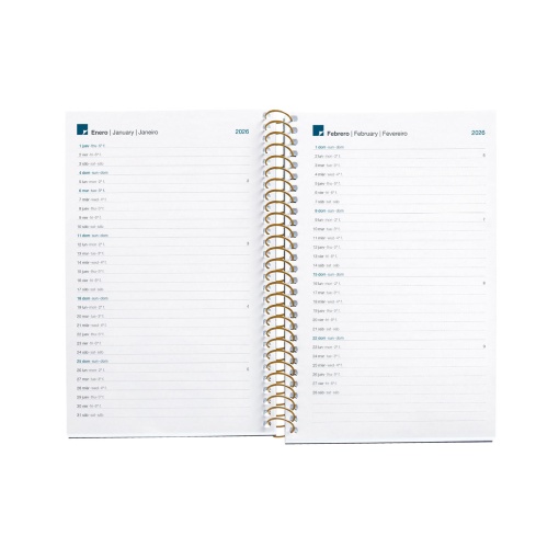 Agenda semanal 117x182mm 2026 espiral MIQUELRIUS Activa Natura Daisies com elástico
