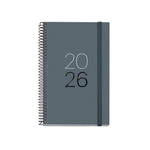 Agenda semanal 117x182mm 2026 espiral MIQUELRIUS Activa Calm Grafito com elástico