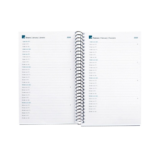 Agenda semanal 117x182mm 2026 espiral MIQUELRIUS Activa Calm Grafito com elástico