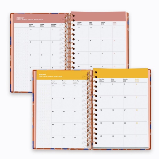 Agenda semanal A5 2026 espiral MIQUELRIUS Plus MARF Organic Flourish com elástico