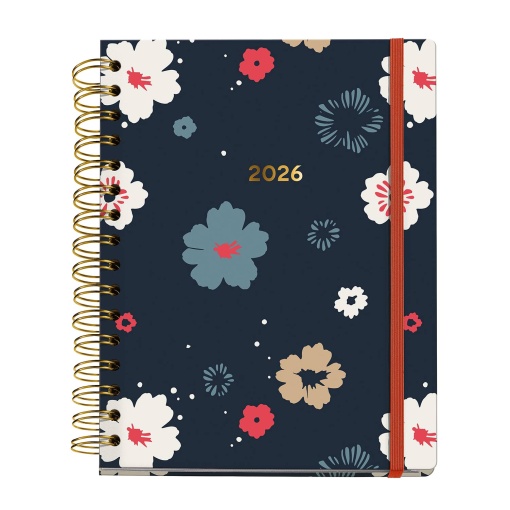 Agenda diária A5 2026 espiral MIQUELRIUS Plus ARNO DUFOUR Rosette com elástico