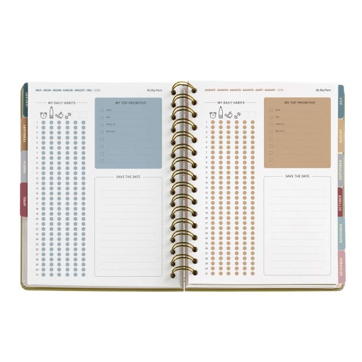 Agenda diária A5 2026 espiral MIQUELRIUS Plus ARNO DUFOUR Rosette com elástico
